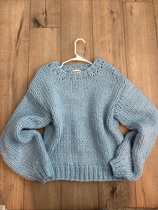 Princess Polly Sweaters - Princess Polly Sky Blue Chunky Crew Neck Sweater